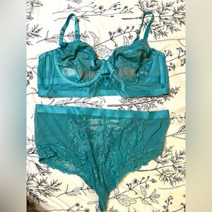 Torrid 4x Teal Lace Bra and Panty Set
